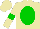 Silk - Beige, green oval, green armlets on sleeves, beige cap
