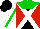 Silk - black and red diabolo, green yoke, white cross belts, white sleeves, green stripe, black cap