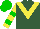 Silk - Hunter green, yellow chevron, yellow sleeves, green hoops, green cap