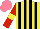Silk - Yellow, black stripes, red sleeves with yellow armbands, salmon cap
