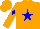 Silk - Orange, blue star, blue diamond on sleeves