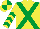 Silk - Yellow, emerald green cross belts, chevrons on sleeves, quartered cap