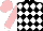Silk - Black, white diamonds, black and white cuffs on pink sleeves, pink cap