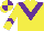 Silk - Yellow, purple chevron, yellow and purple chevron sleeves , quartered cap