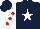 Silk - dark blue, white star, red spots on white sleeves