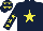 Silk - dark blue, yellow star, yellow stars on sleeves and cap