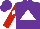 Silk - Purple, white triangle, white diamond on red sleeves, purple cap