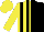 Silk - Yellow, black stripes, yellow and black halved  cap