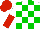 Silk - White body, green checked, white arms, red halved, red cap