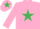 Silk - PINK, emerald green star, pink cap, emerald green star