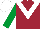 Silk - Maroon, white chevron, emerald green sleeves, white cap