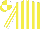 Silk - Yellow, white stripes, white stripes on sleeves, yellow and white quartered cap