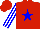 Silk - Red, blue star, blue stripes on white sleeves