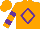 Silk - Orange, purple diamond frame, purple hoops on sleeves