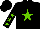 Silk - Black, light green star, black sleeves, light green stars