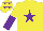 Silk - Yellow, purple star, halved sleeves and stars on cap