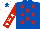 Silk - ROYAL BLUE, RED stars, RED sleeves, WHITE stars, WHITE cap, ROYAL BLUE star