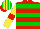 Silk - Red, yellow and green hoops with red band, green cap, red and yellow stripes, red peak