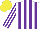 Silk - White, purple stripes on body and sleeves, yellow cap