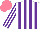 Silk - White, purple stripes on body and sleeves, salmon cap