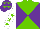 Silk - Light green and purple diabolo, white sleeves, light green stars, purple cap, light green stars
