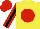 Silk - Yellow, red ball, black stripe on red sleeves, red cap