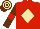 Silk - Red, beige diamond, brown sleeves, red armlet, brown & beige hooped cap