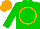 Silk - Green, orange circle, orange cap