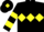 Silk - Black, Yellow triple diamond, hooped sleeves and diamond on cap