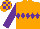 Silk - Orange, purple diamond hoop, purple sleeves, checked cap