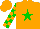 Silk - Orange, green star, orange and green blocks on slvs