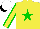 Silk - Yellow,green star,yellow sleeves,green seams,white cap, black peak