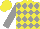 Silk - Yellow, grey diamonds and sleeves, yellow cap