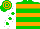Silk - Green, Orange Hoops, Green Spots On White Sleeves, Green And Orange hooped Cap