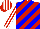 Silk - Red, blue diagonal stripes, red and white striped sleeves, red and white striped cap