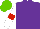 Silk - Purple, red band, white sleeves, light green cap