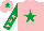 Silk - Pink, emerald green star, emerald green sleeves, pink stars, pink cap, emerald green star