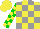 Silk - Yellow, grey checked, yellow and green checked sleeves