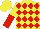 Silk - Yellow, red diamonds, yellow sleeves, yellow and red halved cap