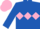 Silk - Royal blue, pink triple diamond, pink and royal blue chevrons on sleeves, pink cap