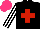 Silk - Black, red cross, white and black striped sleeves, hot pink cap