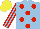 Silk - Light blue, red spots, striped sleeves, yellow cap