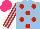 Silk - Light blue, red spots, striped sleeves, hot pink cap