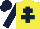 Silk - Yellow, dark blue cross of lorraine, dark blue sleeves and cap
