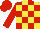 Silk - Yellow and red blocks, red sleeves, red cap