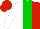 Silk - White and red halves, green stripe, red cap