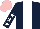 Silk - DARK BLUE, WHITE stripe, DARK BLUE sleeves, WHITE stars, PINK cap