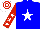 Silk - Blue body, white star, red arms, white stars, white cap, red hooped