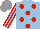 Silk - Light blue, red spots, striped sleeves, grey cap