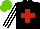 Silk - Black, red cross, white and black striped sleeves, light green cap